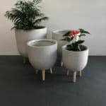 Cup Tripod Retro White Terrazzo plant pot