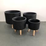 Cylinder Tripod Black Terrazzo plant pot