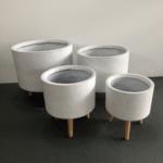 Cylinder Tripod White Terrazzo planter pot