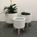 Cylinder Tripod White Terrazzo planter pots