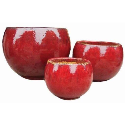 South China Glaze Ball Planter O Blood Red