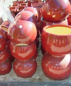 South China Glaze Ball Planter O Blood Red
