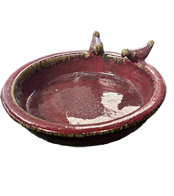 Ceramic and Glazed Garden Bird Bath with 2 ornamental birds for decoration