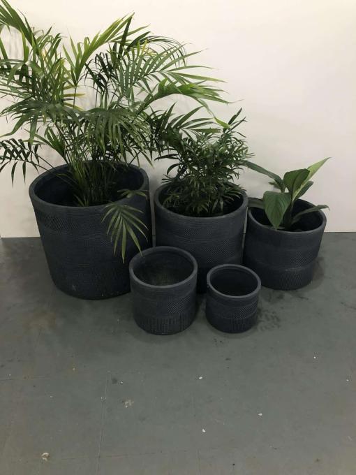 Metro Cylinder Charcoal pot plant