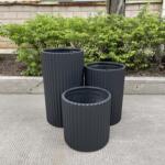 Stylish 42 cm Fluted Pot, custom co,our Concrete , ribbed design, perfect for enhancing garden aesthetics.