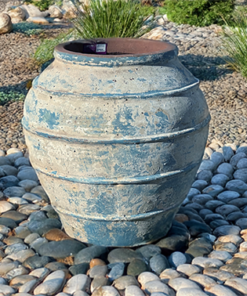 Large Blue Ancient Beehive Planter shaped pot in Ancient range handmade ceramic and hand coloured blue