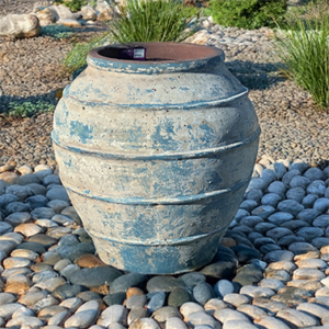 Large Blue Ancient Beehive Planter shaped pot in Ancient range handmade ceramic and hand coloured blue